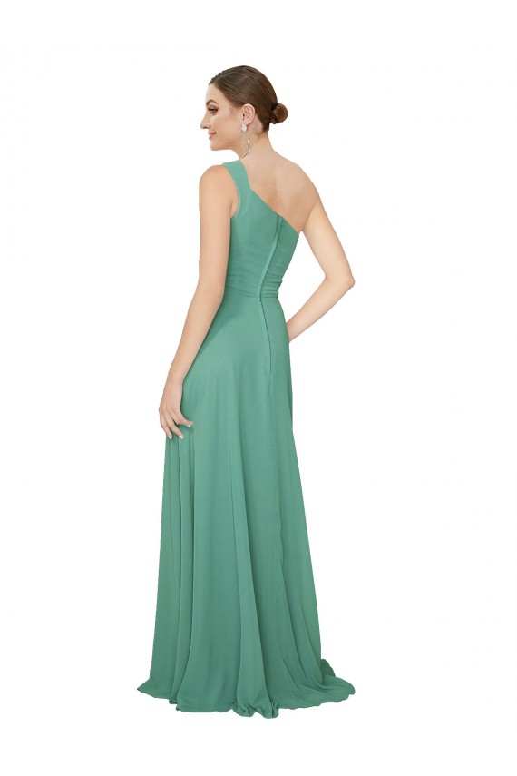 A-Line Strapless Soft Chiffon Long Icelandic Silver Bridesmaid Dress Barrie