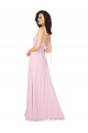 A-Line V-Neck Soft Chiffon Long Barely Pink Bridesmaid Dress Barrie