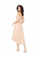 A-Line Square Neck Soft Chiffon Midi Length Ice Pink High Low Bridesmaid Dress Barrie