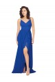 A-Line V-Neck Soft Chiffon Long Royal Blue Evening Dress / Bridesmaid Dress Barrie