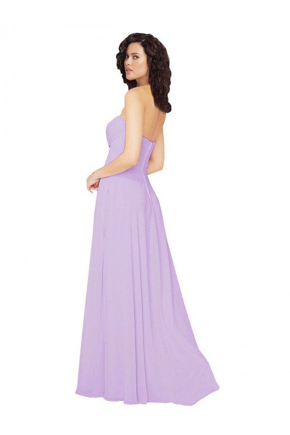 A-Line Strapless Chiffon Long Lilac Bridesmaid Dress / Evening Dress Barrie