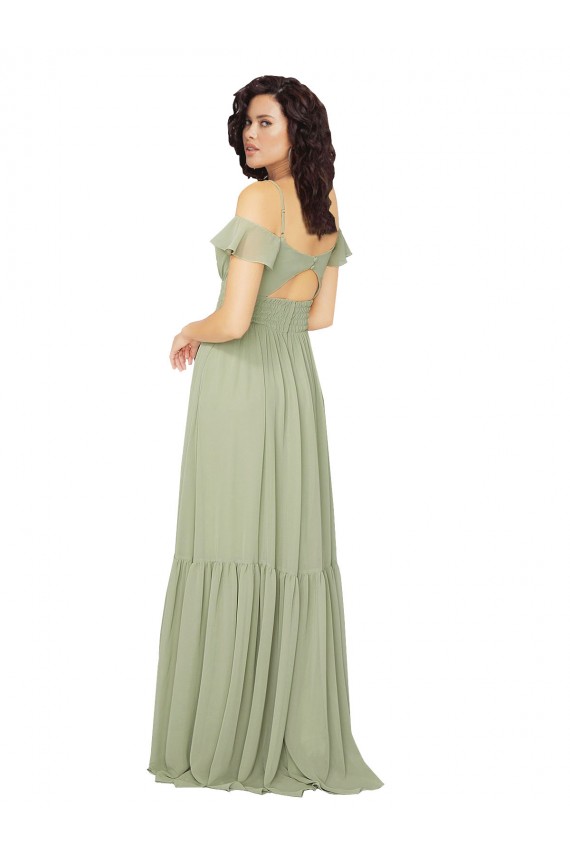 A-Line Sweetheart Soft Chiffon Long Saffron Bridesmaid Dress Barrie