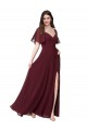 A-Line Sweetheart Soft Chiffon Long Burgundy Gold Formal Dress / Bridesmaid Dress Barrie