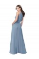 A-Line High Neck Chiffon Long Dusty Blue Bridesmaid Gowns Barrie