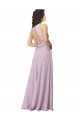 A-Line High Neck Soft Chiffon Long Pink Glow Bridesmaid Dress Barrie