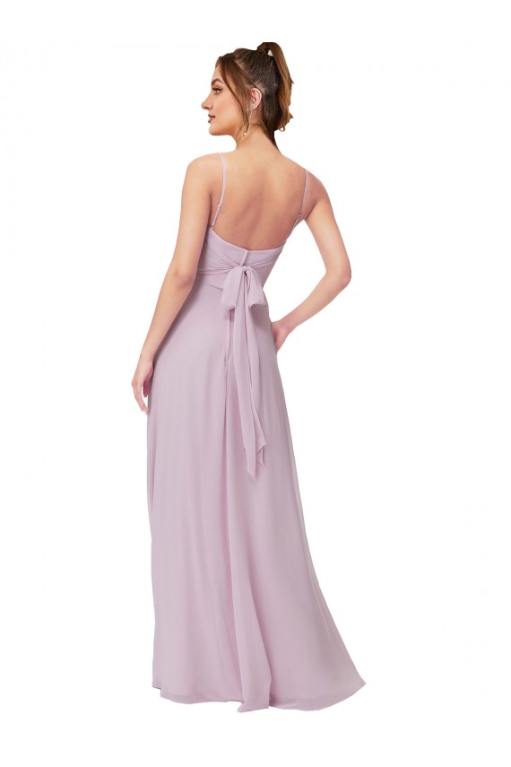 A-Line Sweetheart Soft Chiffon Long Pink Glow Bridesmaid Dress Barrie