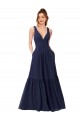 A-Line V-Neck Chiffon Long Full Length Dark Navy Formal Dress / Bridesmaid Dress Barrie