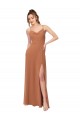 A-Line Cowl Neck Soft Chiffon Long Rosewood Bridesmaid Dress Barrie