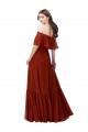 A-Line Off the Shoulder Soft Chiffon Long Red Bridesmaid Dress Barrie