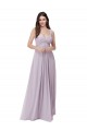 A-Line V-Neck Soft Chiffon Long Pink Glow Bridesmaid Dress Barrie