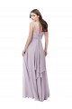 A-Line V-Neck Soft Chiffon Long Pink Glow Bridesmaid Dress Barrie