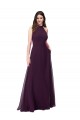 A-Line High Neck Soft Chiffon Long Grape Bridesmaid Dress Barrie