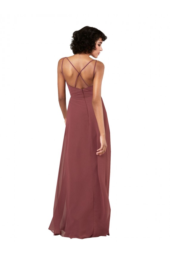 Column V-Neck Soft Chiffon Long Black Formal Evening Gown / Bridesmaid Dress Barrie
