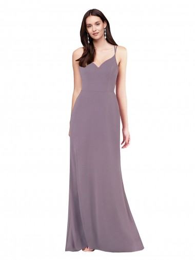 Column Sweetheart Soft Chiffon Long Dark Lavender Formal Evening Gown / Bridesmaid Dress Barrie