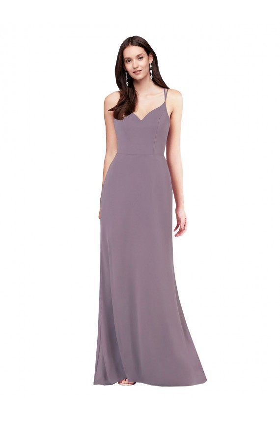 Column Sweetheart Soft Chiffon Long Dark Lavender Formal Evening Gown / Bridesmaid Dress Barrie
