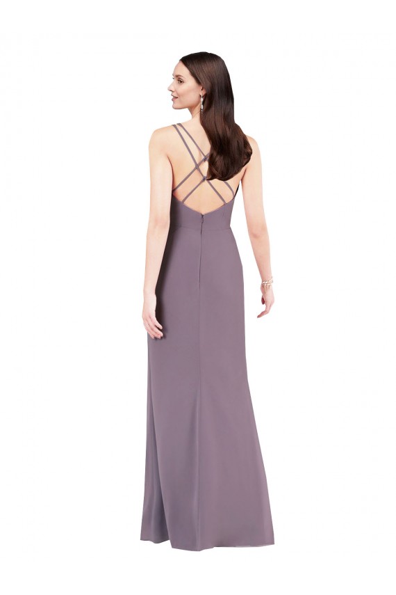 Column Sweetheart Soft Chiffon Long Dark Lavender Formal Evening Gown / Bridesmaid Dress Barrie