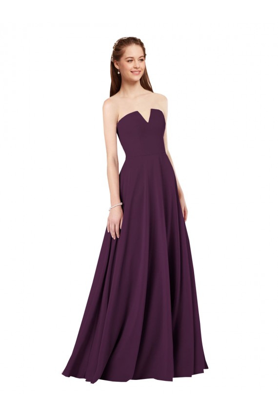 A-Line Strapless Soft Chiffon Long Grape Formal Dress / Bridesmaid Dress Barrie