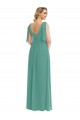 A-Line V-Neck Soft Chiffon Long Icelandic Silver Semi Formal Evening Dress / Bridesmaid Dress Barrie