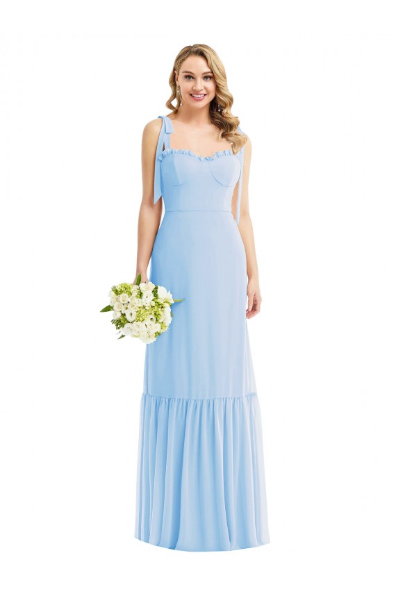 A-Line Sweetheart Soft Chiffon Long Light Sky Blue Semi Formal Evening Dress / Bridesmaid Dress Barrie