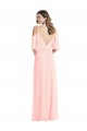 A-Line V-Neck Soft Chiffon Long Pink Semi Formal Evening Dress / Bridesmaid Dress Barrie