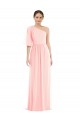 A-Line One Shoulder Soft Chiffon Long Pink Semi Formal Evening Dress / Bridesmaid Dress Barrie
