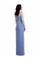 A-Line Jewel Neck Soft Chiffon Long Windsor Blue Bridesmaid Dress Barrie