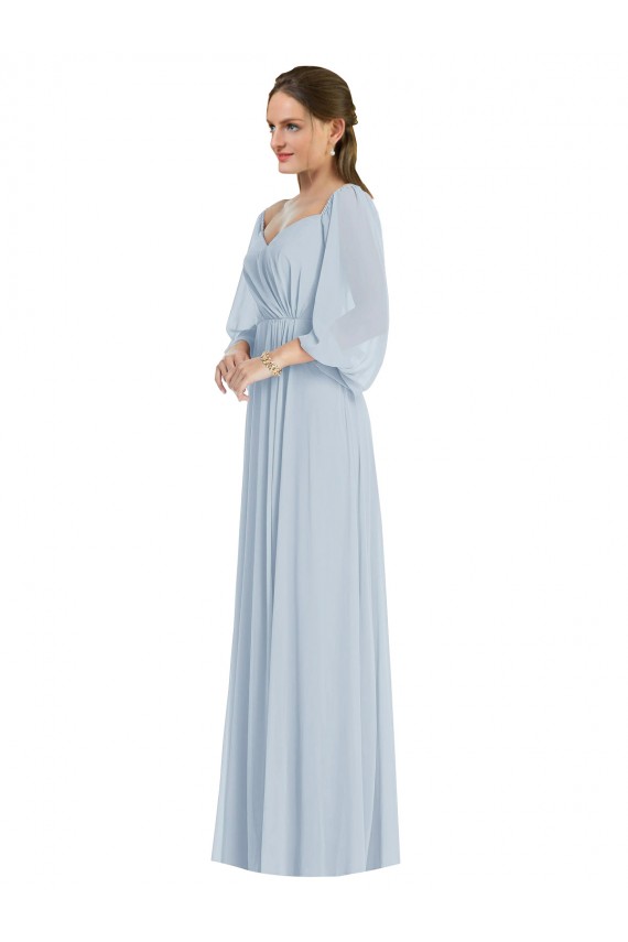 A-Line Sweetheart Soft Chiffon Long Sea Glass Formal Evening Gown / Bridesmaid Dress Barrie