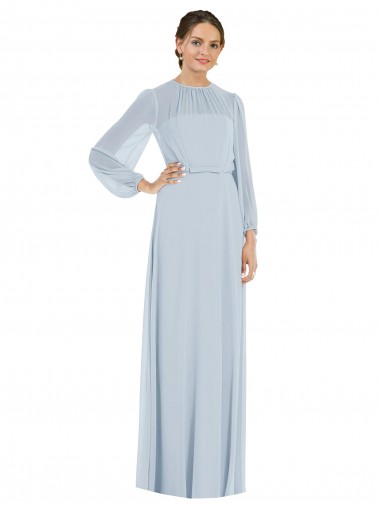 A-Line Strapless Soft Chiffon Long Sea Glass Formal Evening Gown / Bridesmaid Dress Barrie