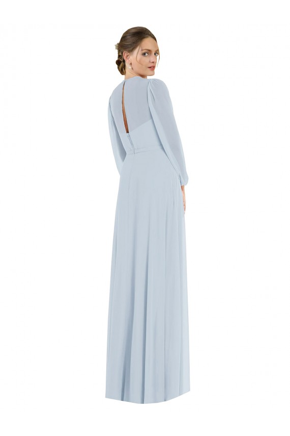 A-Line Strapless Soft Chiffon Long Sea Glass Formal Evening Gown / Bridesmaid Dress Barrie