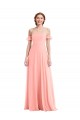 A-Line Off the Shoulder Soft Chiffon Long Salmon Semi Formal Evening Dress / Bridesmaid Dress Barrie