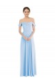 A-Line Off the Shoulder Soft Chiffon Long Light Sky Blue Formal Evening Gown / Bridesmaid Dress Barrie