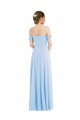 A-Line Off the Shoulder Soft Chiffon Long Light Sky Blue Formal Evening Gown / Bridesmaid Dress Barrie