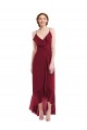 A-Line V-Neck Soft Chiffon Long Burgundy High Low Evening Gown / Bridesmaid Dress Barrie