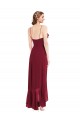 A-Line V-Neck Soft Chiffon Long Burgundy High Low Evening Gown / Bridesmaid Dress Barrie