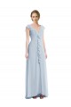 A-Line V-Neck Soft Chiffon Long Sea Glass Black Tie Evening Gown / Bridesmaid Dress Barrie