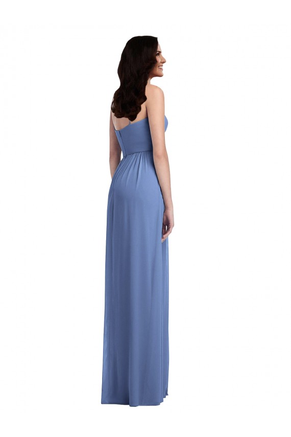 A-Line Spaghetti Straps Soft Chiffon Long Windsor Blue Semi Formal Evening Dress / Bridesmaid Dress Barrie