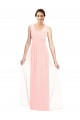 A-Line V-Neck Luxe Chiffon Long Pink Bridesmaid Dress Barrie