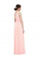 A-Line V-Neck Luxe Chiffon Long Pink Bridesmaid Dress Barrie