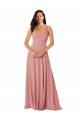 A-Line V-Neck Lxue Chiffon Long Bliss Pink Bridesmaid Dress Barrie