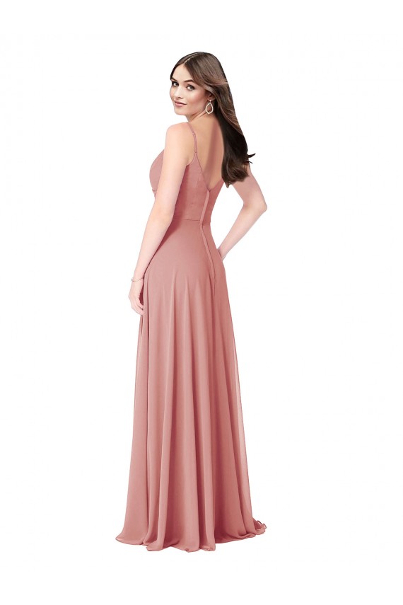A-Line V-Neck Lxue Chiffon Long Bliss Pink Bridesmaid Dress Barrie