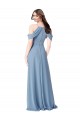 A-Line Off the Shoulder Soft Chiffon Long Dusty Blue Evening Dress / Bridesmaid Dress Barrie