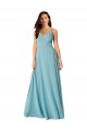 A-Line V-Neck Soft Chiffon Long Turquoise Bridesmaid Dress Barrie