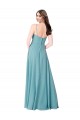 A-Line V-Neck Soft Chiffon Long Turquoise Bridesmaid Dress Barrie