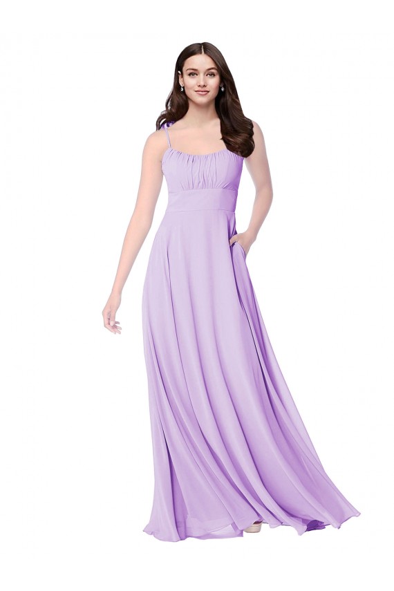 A-Line Scoop Neck Soft Chiffon Long Lilac Bridesmaid Dress Barrie