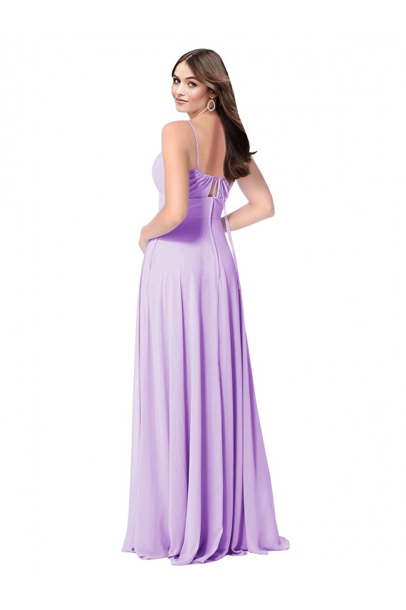 A-Line Scoop Neck Soft Chiffon Long Lilac Bridesmaid Dress Barrie