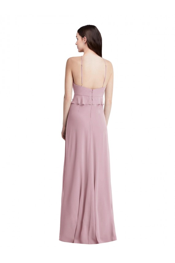 A-Line Halter Neck Chiffon Long Primrose Bridesmaid Dress / Evening Dress Barrie