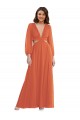 A-Line V-Neck Soft Chiffon Long Firecracker High Low Evening Gown / Bridesmaid Dress Barrie