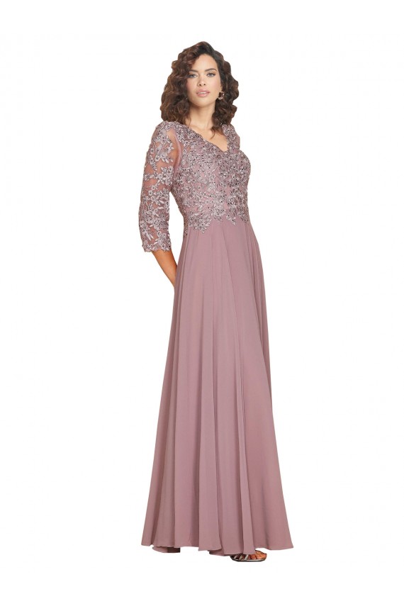 A-Line V-Neck Soft Chiffon Long Prom Dress / Bridesmaid Dress Barrie