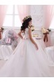 Ball Gown Bateau Neck Tulle & Lace Chapel Train Ivory Flower Girl Dress Barrie