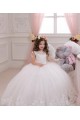 Ball Gown Bateau Neck Tulle & Lace Chapel Train Ivory Flower Girl Wedding Dress Barrie